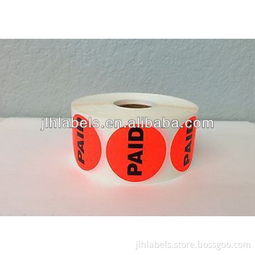 1 Roll 500 1.5 inch Round Bright Red PAID Price Labels
